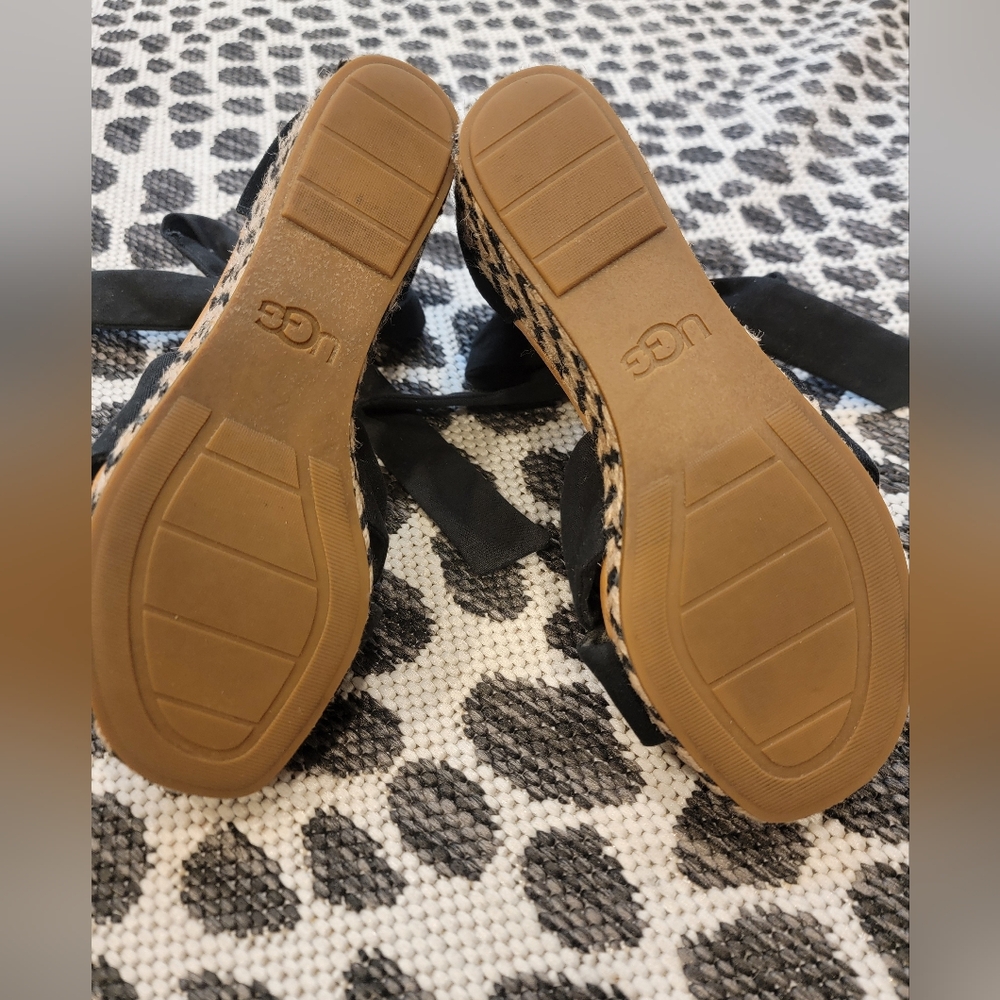 UGG Black Women's Wedge Sandals Size 6.5 - Picture 4 of 5
